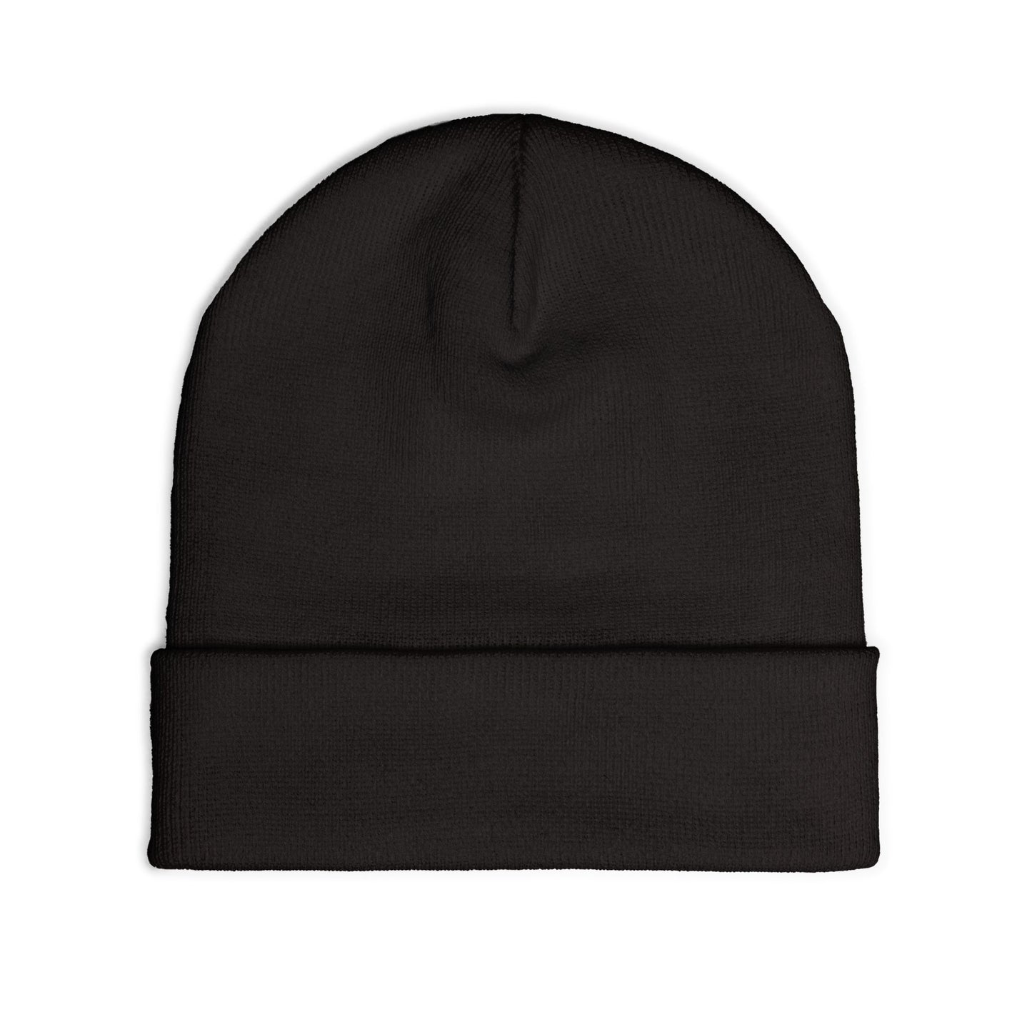 Embroidered "Full Down" Knit Beanie – Cozy Black Winter Hat