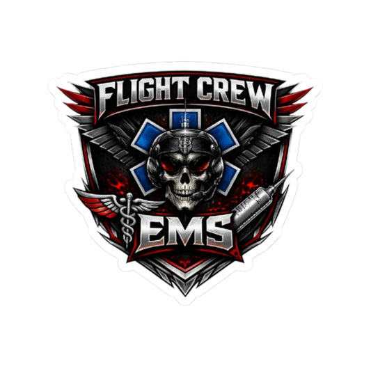 EMS Flight Crew Skull Sticker — Kiss-Cut Emergency Medical Tech Decal