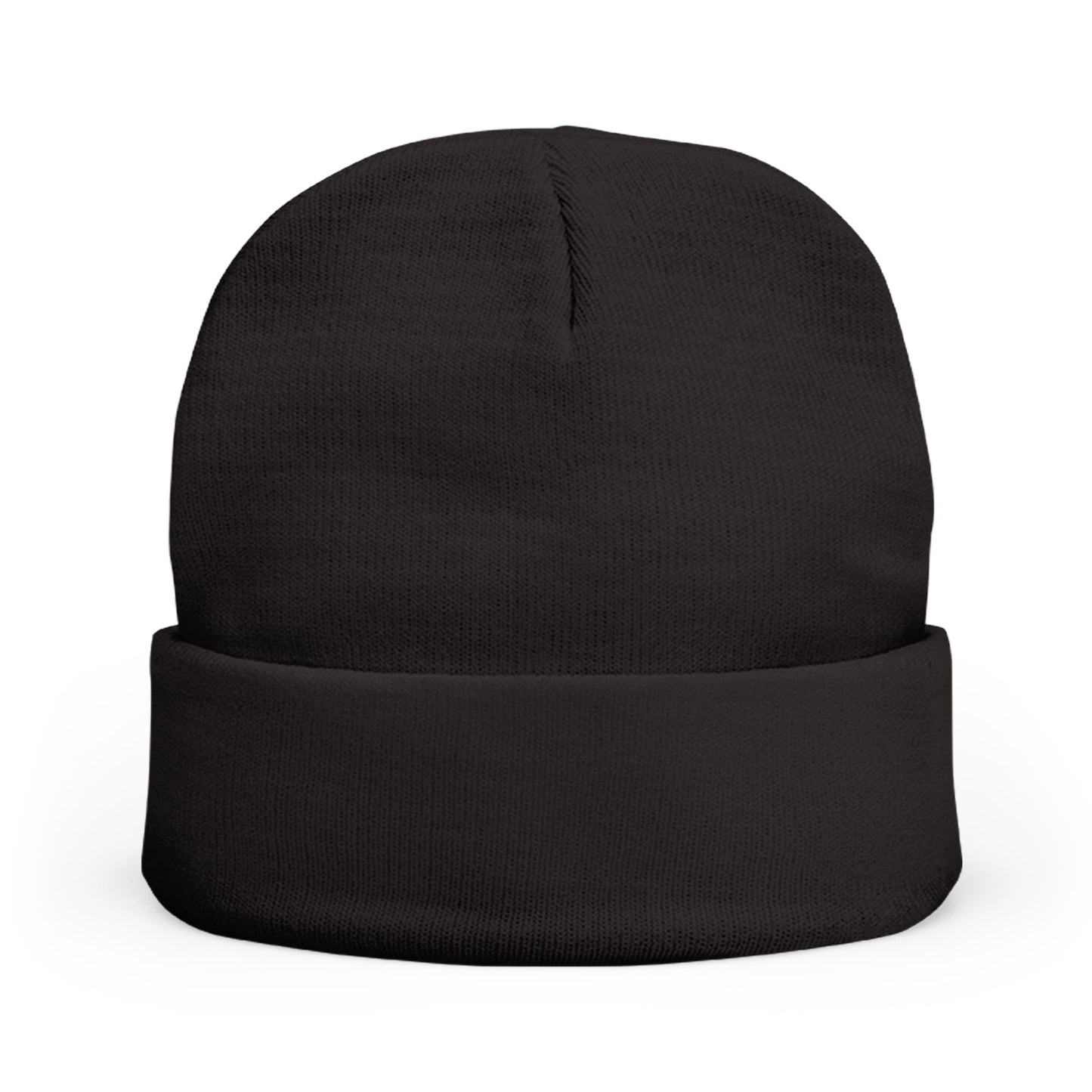 Embroidered "Full Down" Knit Beanie – Cozy Black Winter Hat